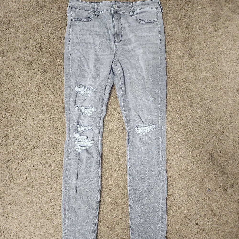 Gray, Mid rise, American eagle jeans